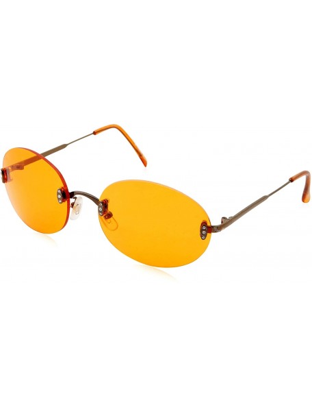 Round Hipster Retro Round Lightweight Rimless Plastic Frame Candy Color Sunglasses for Women - Orange - C618OMDEHDA $11.15