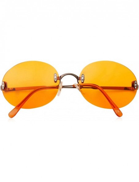 Round Hipster Retro Round Lightweight Rimless Plastic Frame Candy Color Sunglasses for Women - Orange - C618OMDEHDA $11.15