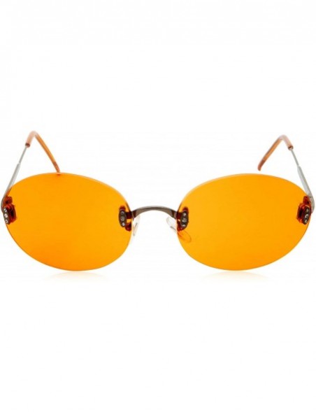 Round Hipster Retro Round Lightweight Rimless Plastic Frame Candy Color Sunglasses for Women - Orange - C618OMDEHDA $11.15