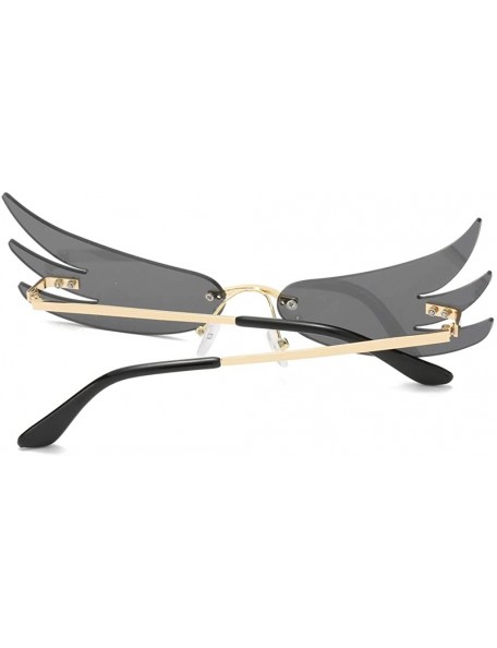 Rimless Women Sunglasses Fire Mirror Lens Ladies Cat Eye Sun Glasses for Men Beach Party Gift - Gold With Black - CS199LN9I69...