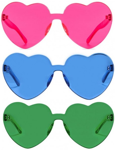 Cat Eye One Piece Heart Shaped Rimless Sunglasses Transparent Candy Color Eyewear - - CT18L7NDZ76 $10.87