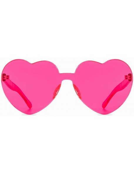 Cat Eye One Piece Heart Shaped Rimless Sunglasses Transparent Candy Color Eyewear - - CT18L7NDZ76 $10.87