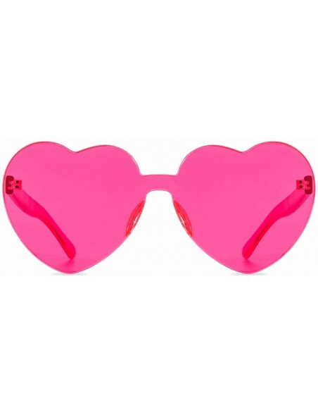 Cat Eye One Piece Heart Shaped Rimless Sunglasses Transparent Candy Color Eyewear - - CT18L7NDZ76 $10.87