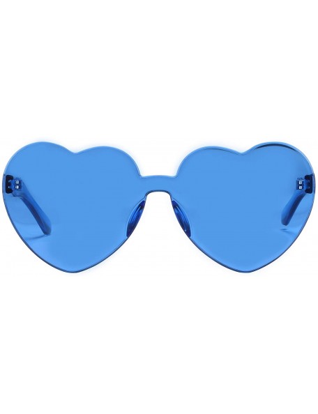 Cat Eye One Piece Heart Shaped Rimless Sunglasses Transparent Candy Color Eyewear - - CT18L7NDZ76 $10.87