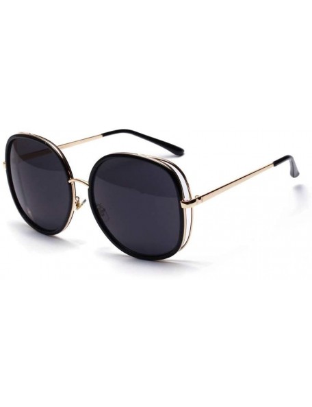 Square Unisex Vintage Fashion Large Frame Square Sunglasses Fashion Style UV400 for Women/Men. - Black - CC18XDX5UDK $25.45