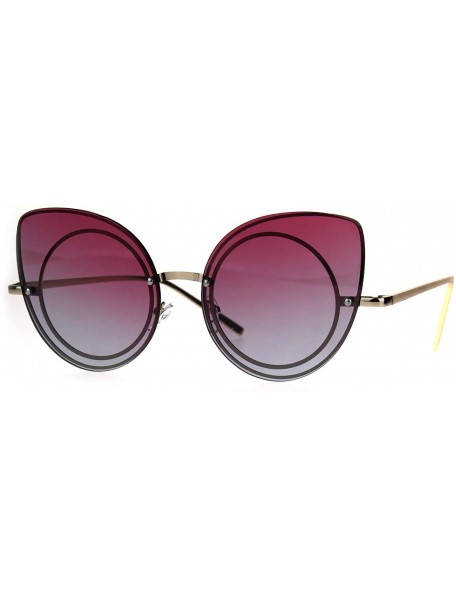 Round Round Cateye Sunglasses Womens Fashion Rims Behind Lens Shades - Gold (Pink Grey) - C5188Z39OAH $12.94