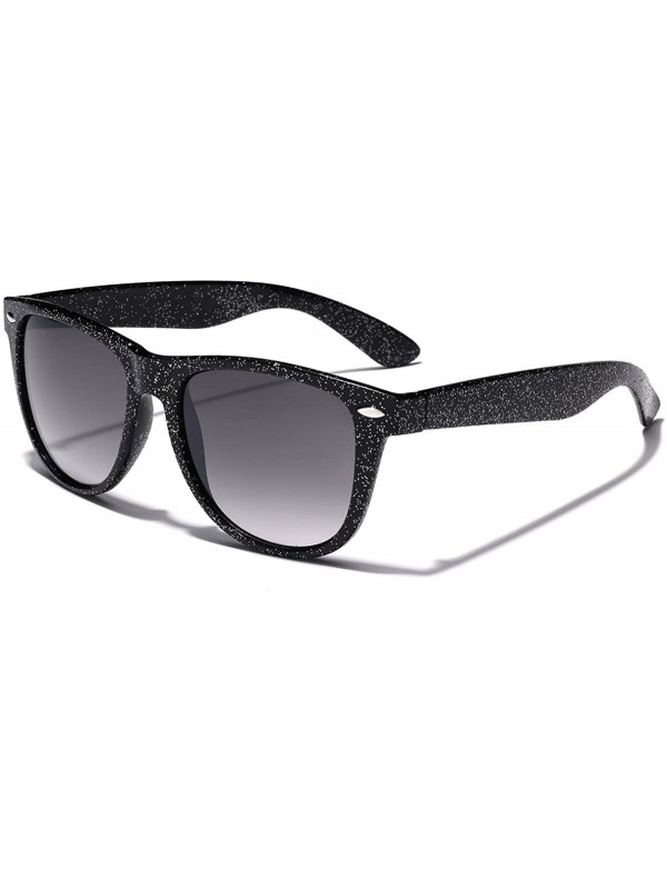 Oversized Colorful Retro Fashion Ladies Glitter Sunglasses - Glitter Black - CO11OXKF4J7 $10.12