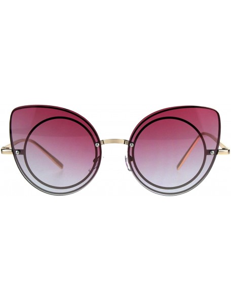 Round Round Cateye Sunglasses Womens Fashion Rims Behind Lens Shades - Gold (Pink Grey) - C5188Z39OAH $12.94