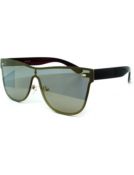 Aviator 7155 Premium Oversize Wraparound Rimless Shield Flat Matte Finish Mirror Sunglasses - Wraparound Rimless - C01854NEKH...