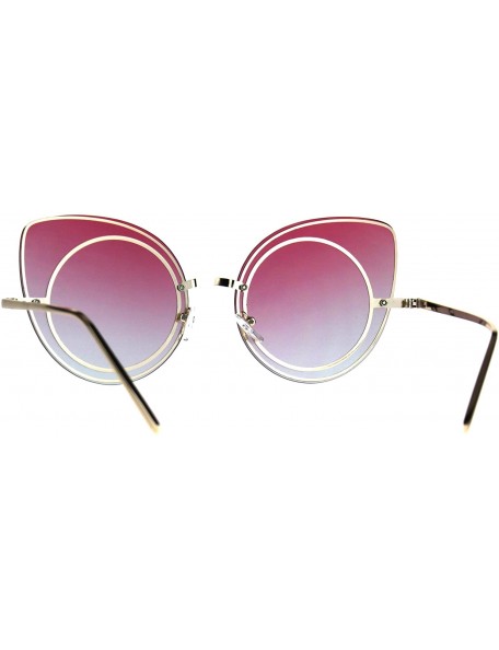 Round Round Cateye Sunglasses Womens Fashion Rims Behind Lens Shades - Gold (Pink Grey) - C5188Z39OAH $12.94