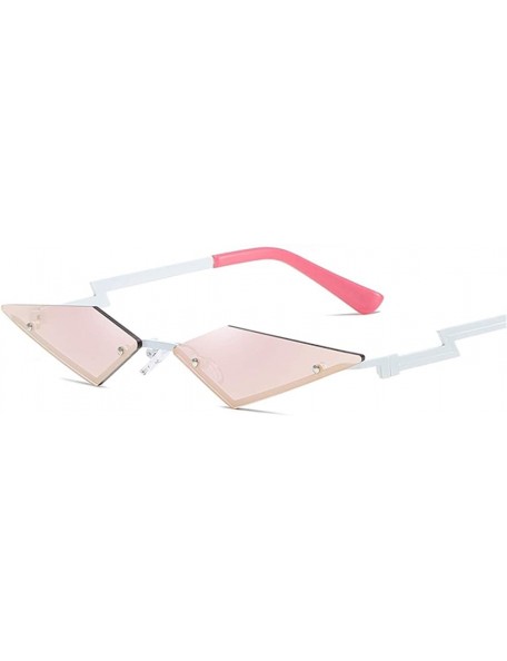 Rimless Small Rimless Cateye Party Sunglasses for small face- Flame Style Women Sun Glasses - Pink - CF194ODO4XK $19.62
