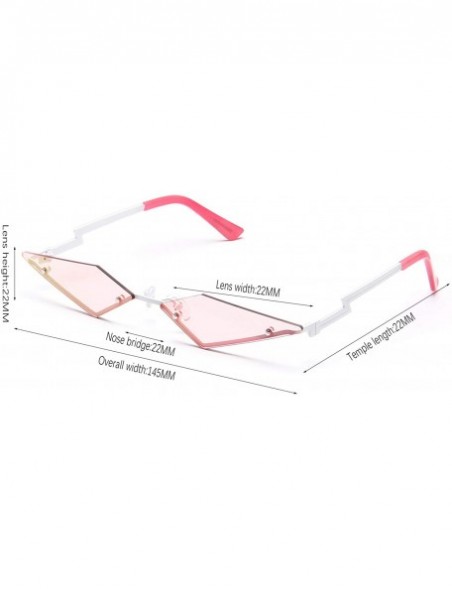 Rimless Small Rimless Cateye Party Sunglasses for small face- Flame Style Women Sun Glasses - Pink - CF194ODO4XK $11.02