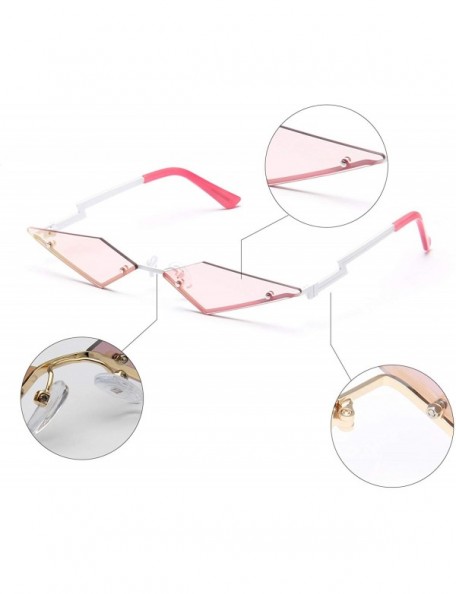 Rimless Small Rimless Cateye Party Sunglasses for small face- Flame Style Women Sun Glasses - Pink - CF194ODO4XK $11.02