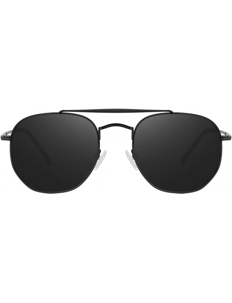 Oversized Hexagonal Metal Double Bridge Polarized Sunglasses for Women with UV 400 Protection WS3942 - CC196QXD7WZ $17.02