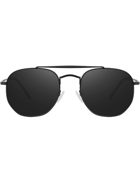 Oversized Hexagonal Metal Double Bridge Polarized Sunglasses for Women with UV 400 Protection WS3942 - CC196QXD7WZ $17.02