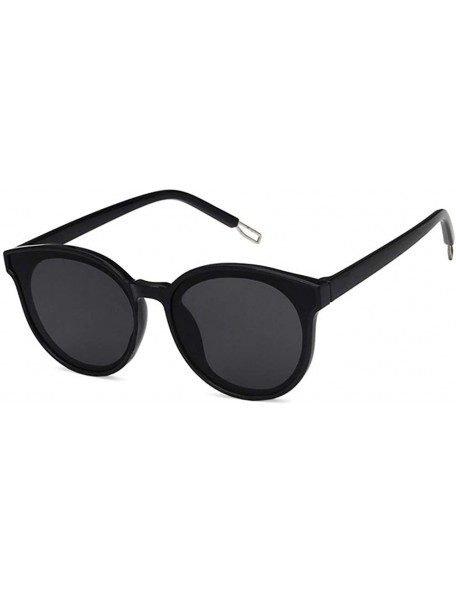 Oval Unisex Sunglasses Retro Bright Black Grey Drive Holiday Oval Non-Polarized UV400 - Bright Black Grey - C318RH6R2ZG $10.32