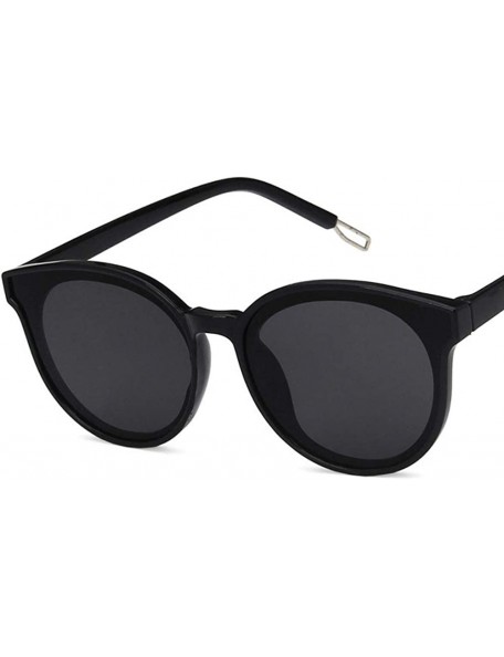 Oval Unisex Sunglasses Retro Bright Black Grey Drive Holiday Oval Non-Polarized UV400 - Bright Black Grey - C318RH6R2ZG $10.32