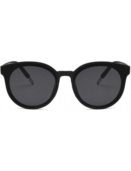 Oval Unisex Sunglasses Retro Bright Black Grey Drive Holiday Oval Non-Polarized UV400 - Bright Black Grey - C318RH6R2ZG $10.32