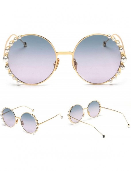 Round 2019 Pearl Sunglasses Women Alloy Fe Round Sun Glasses Female Luxury Brand Black Pink Metal Shades - 5 - CZ18W78MO4H $1...