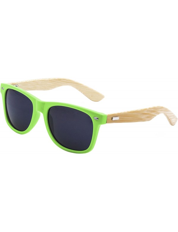 Wayfarer Men's Bamboo Wood Arms Classic Sunglasses - Green - C1124UPCJI3 $9.81