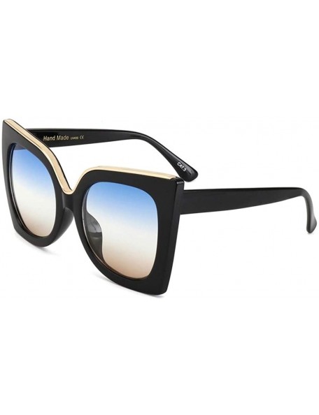 Oversized Oversized Gradient Lens Sunglasses for Women Acetate Frame Goggles UV400 - C5 Black Blue - CI198G0O87X $12.74