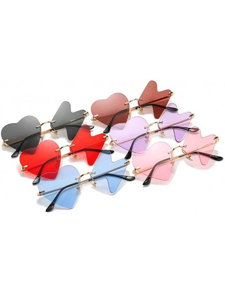 Goggle Fashion Women Love Heart Shaped Sunglasses Vintage frameless sunglasses men's Red Yellow Chic unique sun glasses - CD1...