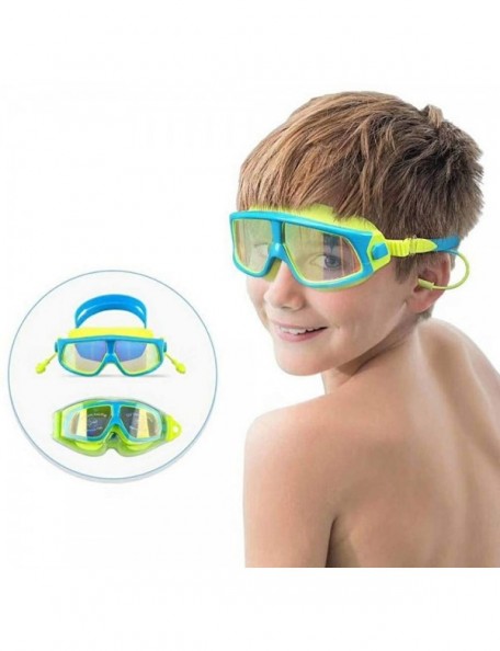 Goggle Youth Children Goggles Children Big Box Swimming Goggles Waterproof Anti-Fog - Lake Water Blue + Yellow - C918YYYTRRQ ...