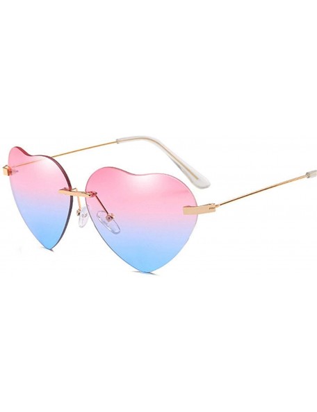 Rimless Heart Sunglasses Women Love Rimless Frame Clear Transparent Tint Sun Glasses Vintage - As Picture - CF18W7L2SZ5 $28.60