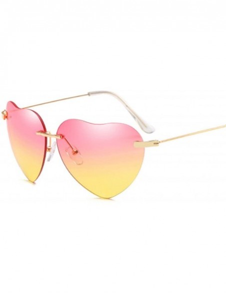 Rimless Heart Sunglasses Women Love Rimless Frame Clear Transparent Tint Sun Glasses Vintage - As Picture - CF18W7L2SZ5 $28.60