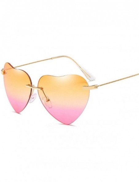 Rimless Heart Sunglasses Women Love Rimless Frame Clear Transparent Tint Sun Glasses Vintage - As Picture - CF18W7L2SZ5 $28.60