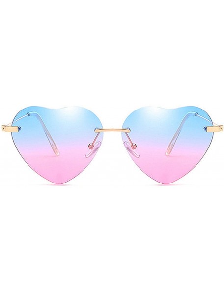 Rimless Heart Sunglasses Women Love Rimless Frame Clear Transparent Tint Sun Glasses Vintage - As Picture - CF18W7L2SZ5 $28.60