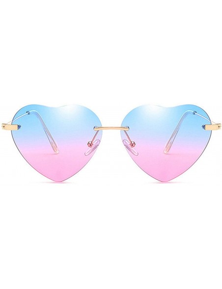 Rimless Heart Sunglasses Women Love Rimless Frame Clear Transparent Tint Sun Glasses Vintage - As Picture - CF18W7L2SZ5 $28.60
