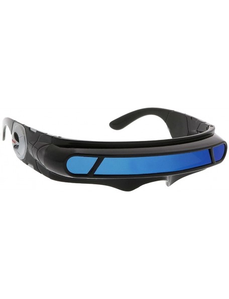 Goggle Futuristic Cyclops Wrap Around Sunglasses - Black- Blue Revo - C01862SH6AD $14.01