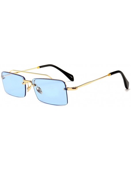 Rectangular Tiny Sunglasses Rimless Men Summer Accessories Women Retro Sun Glasses Rectangle - Blue - CF18EH3HGEN $11.61
