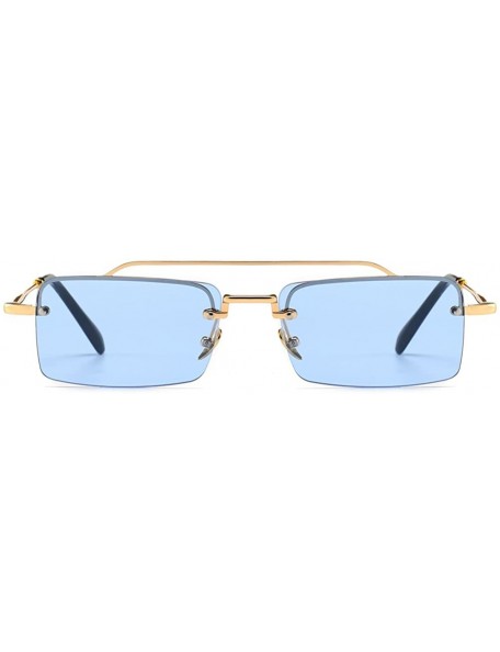 Rectangular Tiny Sunglasses Rimless Men Summer Accessories Women Retro Sun Glasses Rectangle - Blue - CF18EH3HGEN $11.61