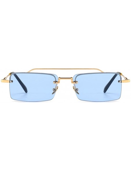 Rectangular Tiny Sunglasses Rimless Men Summer Accessories Women Retro Sun Glasses Rectangle - Blue - CF18EH3HGEN $11.61