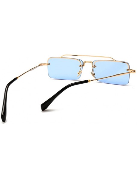 Rectangular Tiny Sunglasses Rimless Men Summer Accessories Women Retro Sun Glasses Rectangle - Blue - CF18EH3HGEN $11.61