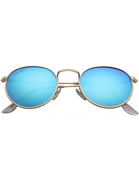 Round Designer Round Sunglasses for Women Mirrored Lens Metal Frame L3447 UV Protection - Sky Blue - C518IRDU8HO $19.90