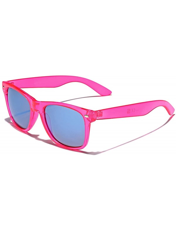 Sport Retro 80's Fashion Sunglasses - Colorful Neon Translucent Frame - Mirrored Lens - CO11OXK90JH $8.90