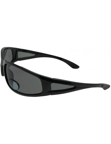 Wrap Bifocal Polarized Fishing Sunglasses P7 - Shiny Black Gray Lenses - CL18HA9A4AA $16.99