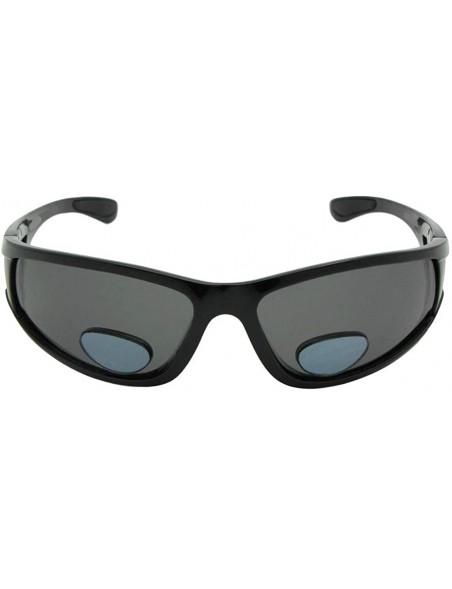 Wrap Bifocal Polarized Fishing Sunglasses P7 - Shiny Black Gray Lenses - CL18HA9A4AA $16.99