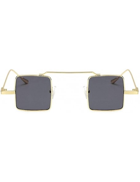 Square Small Square Steampunk Sunglasses for Women and Men Flat Top Metal Frame UV400 - C4 Gold Purple - CH198EX94CZ $12.85