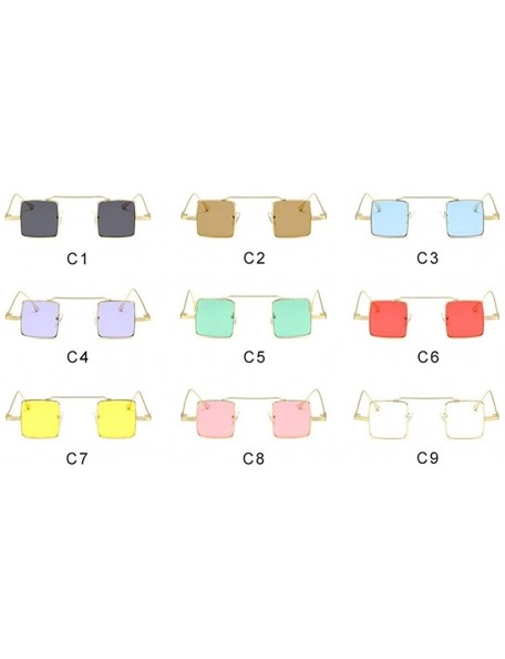 Square Small Square Steampunk Sunglasses for Women and Men Flat Top Metal Frame UV400 - C4 Gold Purple - CH198EX94CZ $12.85