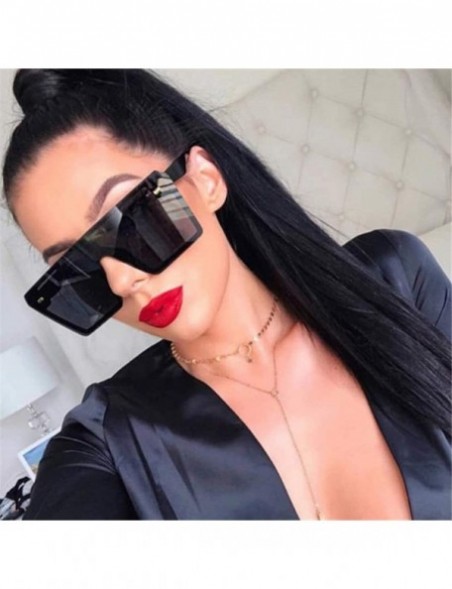 Square Oversized Square Sunglasses Women Luxury Fashion Flat Top Clear Lens One Piece Men Gafas Shade Mirror UV400 - 2 - C319...