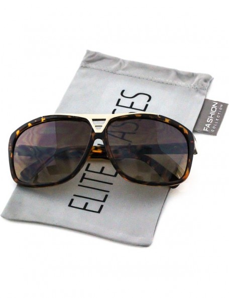 Aviator Flat Top Square Vintage Retro High Fashion Aviator Mens Sunglasses - Tortoise - CE17AZTX3ZI $8.55