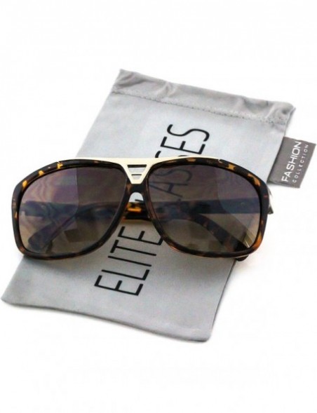 Aviator Flat Top Square Vintage Retro High Fashion Aviator Mens Sunglasses - Tortoise - CE17AZTX3ZI $8.55