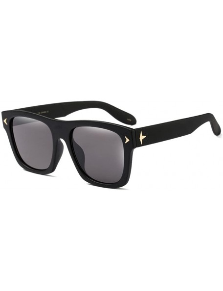 Shield Square Women Men Sunglasses Arrow Star Oversized Full Frame Retro Brand Designer - Matte Black - CI188H390KA $9.74