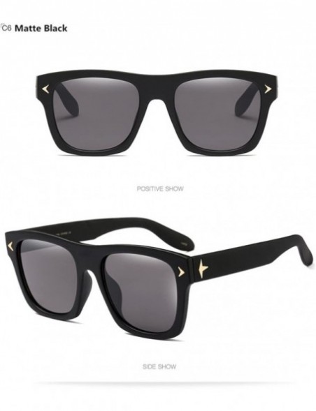 Shield Square Women Men Sunglasses Arrow Star Oversized Full Frame Retro Brand Designer - Matte Black - CI188H390KA $9.74