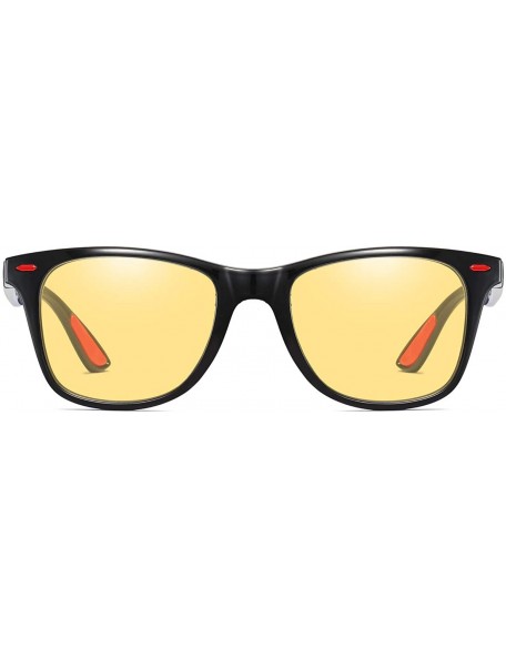 Rectangular Polarized Sunglasses Driving Photosensitive Glasses 100% UV protection - Bright Black/Yellow - CQ18SS8AGXN $14.08