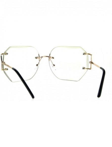 Rectangular Gold Luxury Designer Rectangular Rimless Oversize Butterfly Clear Lens Eye Glasses - C6184M68HLN $10.68